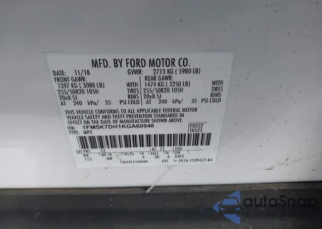 1FM5K7DH1KGA60948: 43185099