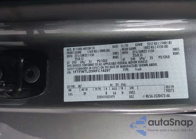 1FTFW7LD5RFC18297: 43185230