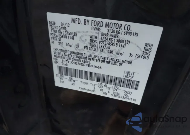 1FTEX1EM2CFB81946: 43185468