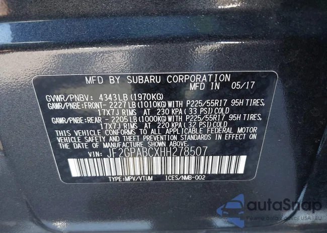 JF2GPABCXHH278507: 43185501