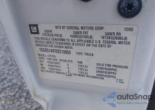 1GCEC14V76Z210950: 43185505