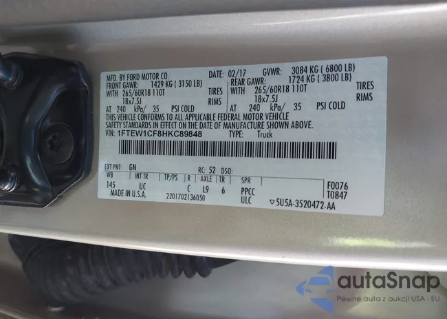 1FTEW1CF8HKC89848: 43184597