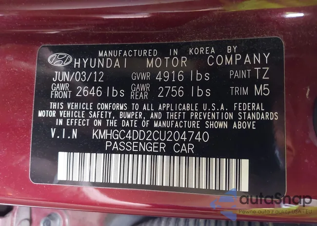 KMHGC4DD2CU204740: 43184661