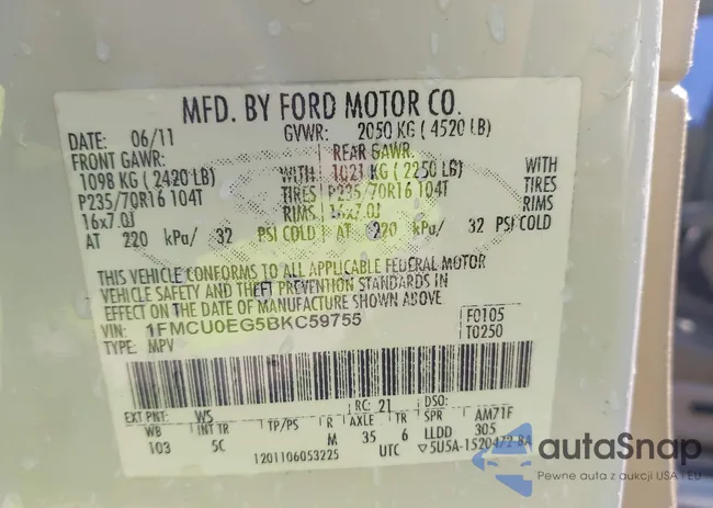 1FMCU0EG5BKC59755: 43184723