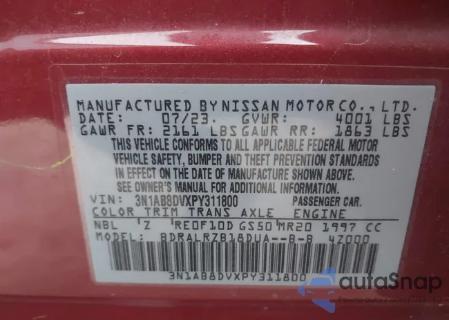 3N1AB8DVXPY311800: 43184735