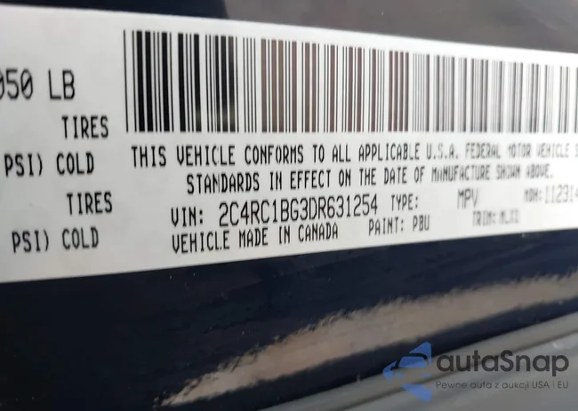 2C4RC1BG3DR631254: 43184749