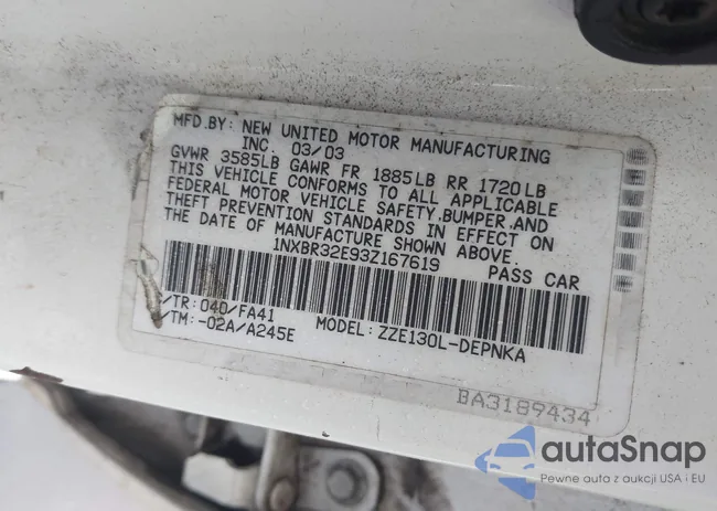 1NXBR32E93Z167619: 43184766