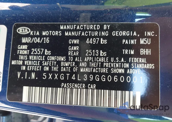 5XXGT4L39GG060001: 43184793