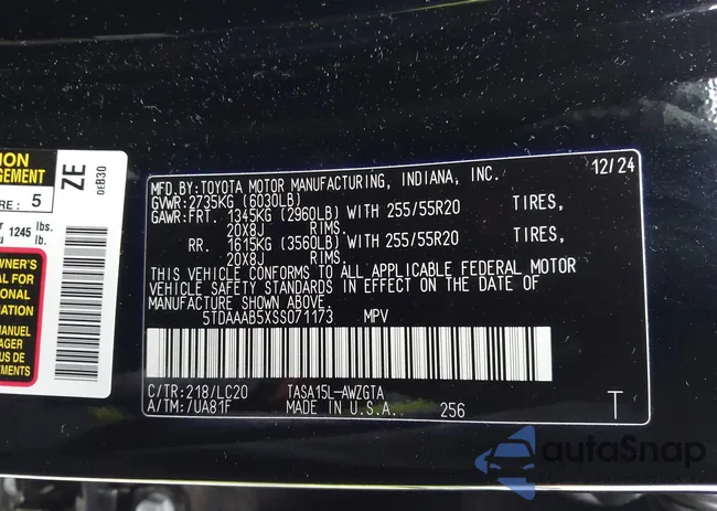 5TDAAAB5XSS071173: 43184898