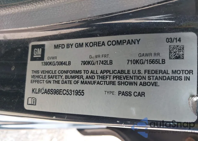 KL8CA6S98EC531955: 43184936