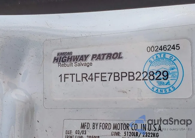 1FTLR4FE7BPB22829: 43184981