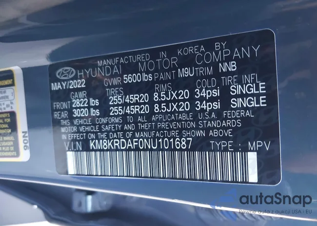 KM8KRDAF0NU101687: 43186029