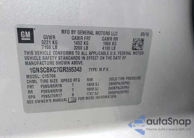 1GNSCBKC7GR395343: 43186093