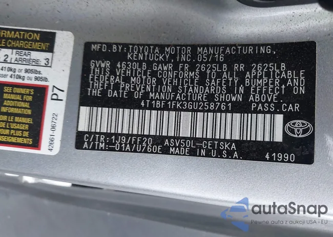 4T1BF1FK3GU258761: 43186134