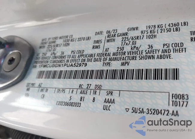 1FMCU0GN1PUA52979: 43186245