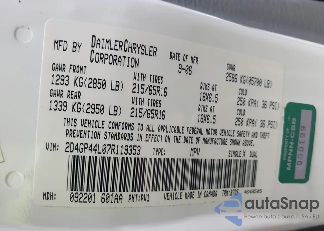 2D4GP44L07R119353: 43186354