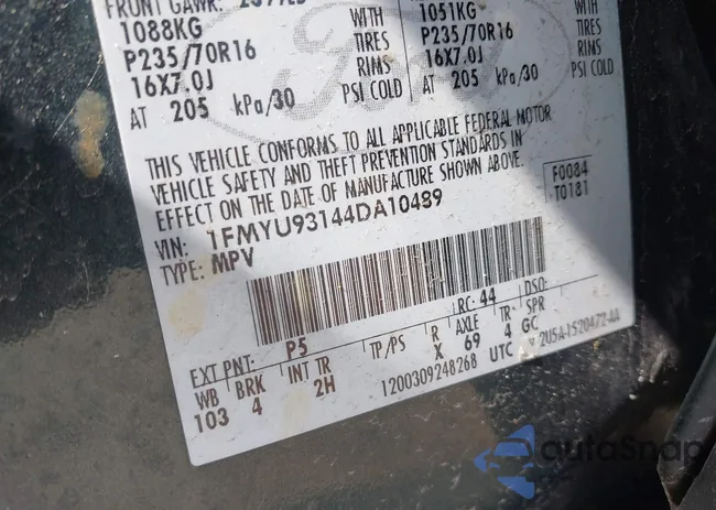 1FMYU93144DA10489: 43186476