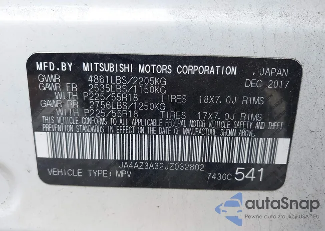 JA4AZ3A32JZ032802: 43186494