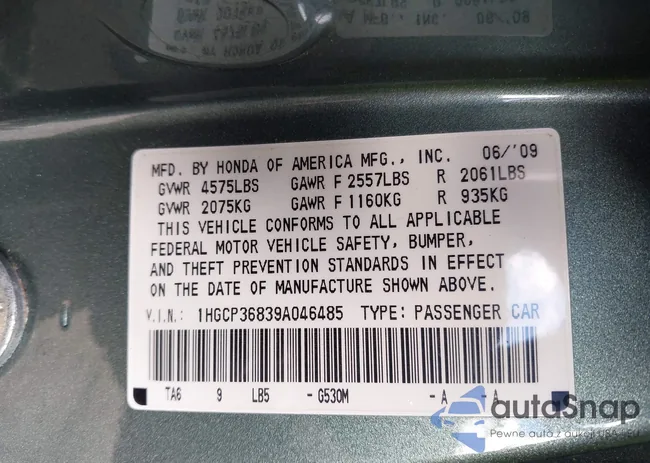 1HGCP36839A046485: 43185588