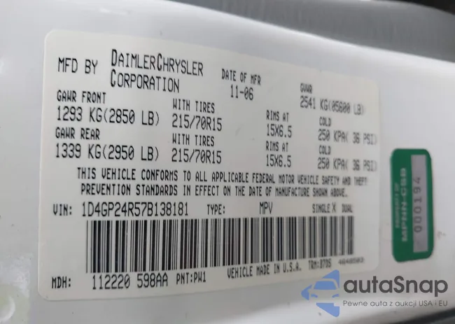 1D4GP24R57B138181: 43185683