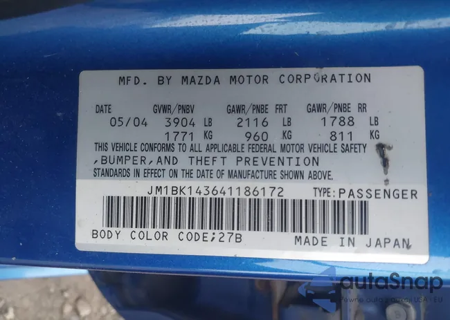 JM1BK143641186172: 43185803