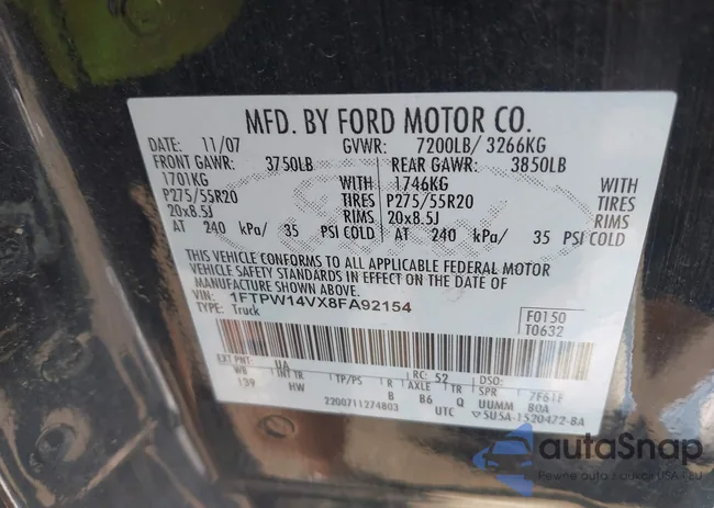 1FTPW14VX8FA92154: 43185866