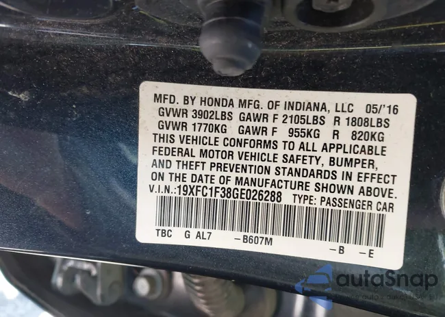 19XFC1F38GE026288: 43185924