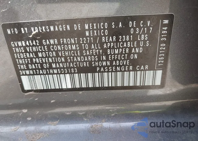 3VWH17AU1HM533183: 43185934