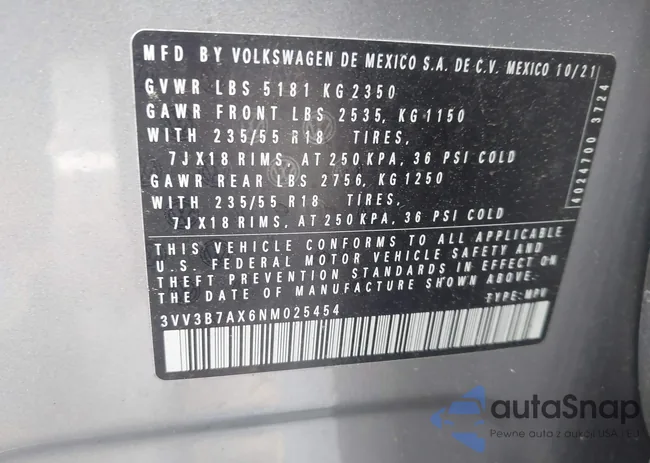 3VV3B7AX6NM025454: 43187061