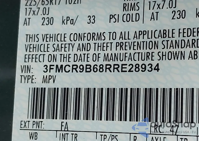 3FMCR9B68RRE28934: 43187119