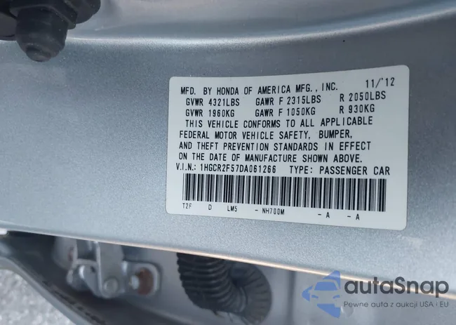 1HGCR2F57DA061266: 43187146