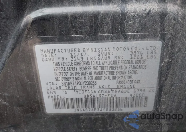 3N1AB7AP3JY230256: 43187199