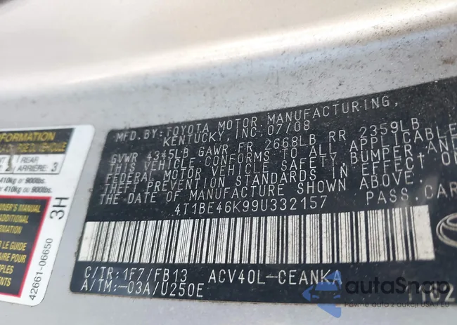 4T1BE46K99U332157: 43187309