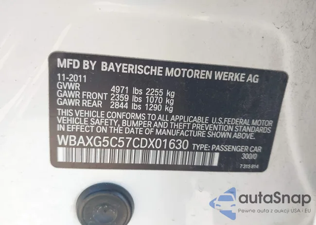 WBAXG5C57CDX01630: 43187347