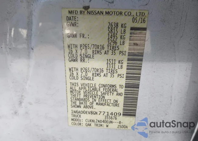 1N6AD0EV8GN771409: 43187351