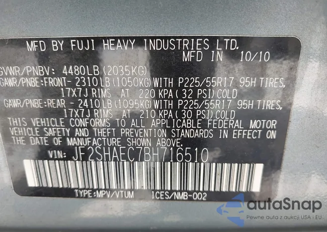 JF2SHAEC7BH716510: 43187359