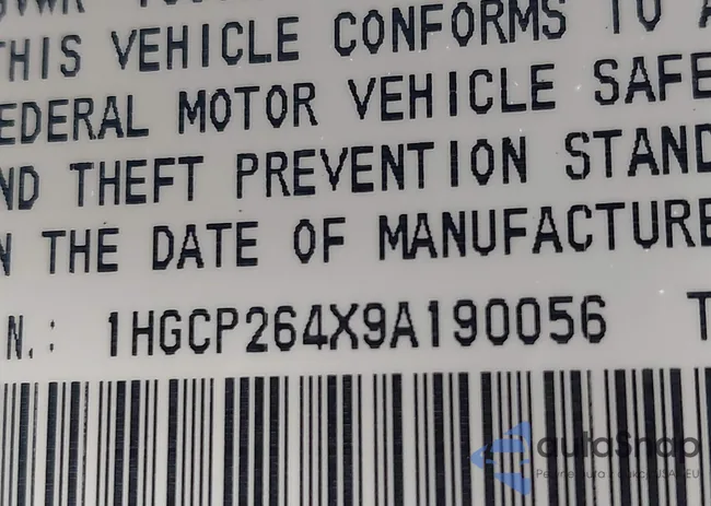 1HGCP264X9A190056: 43187407