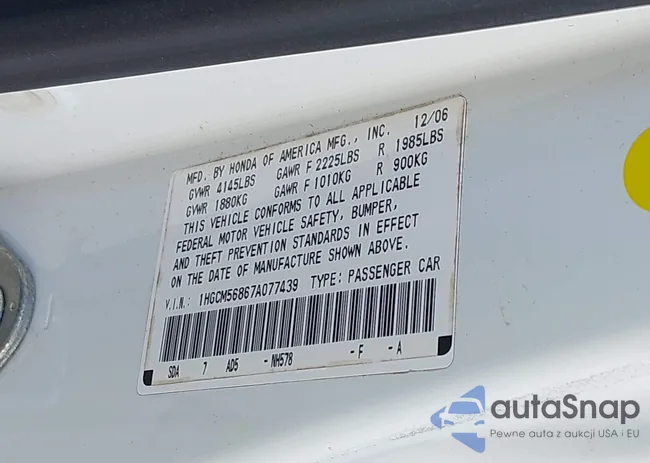 1HGCM56867A077439: 43187482