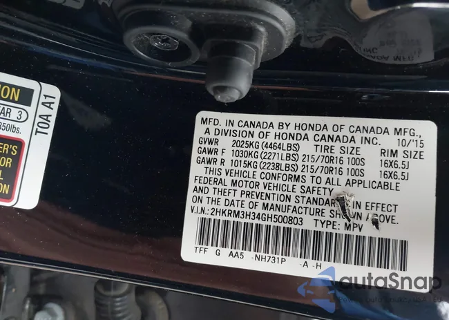 2HKRM3H34GH500803: 43187494