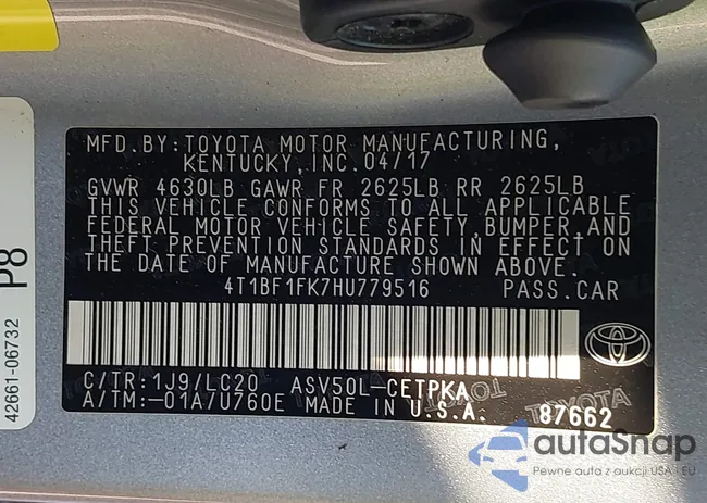 4T1BF1FK7HU779516: 43187542