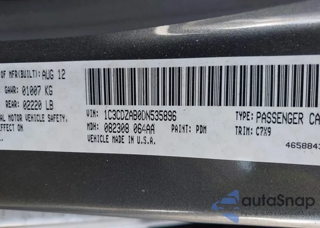 1C3CDZAB0DN535896: 43187549