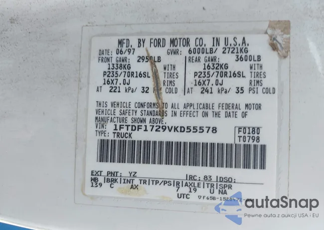 1FTDF1729VKD55578: 43186667