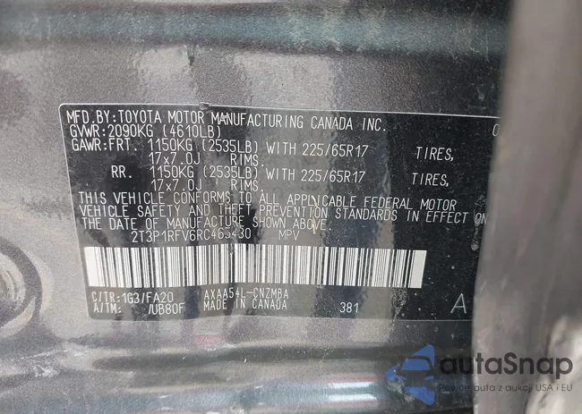 2T3P1RFV6RC465430: 43186731