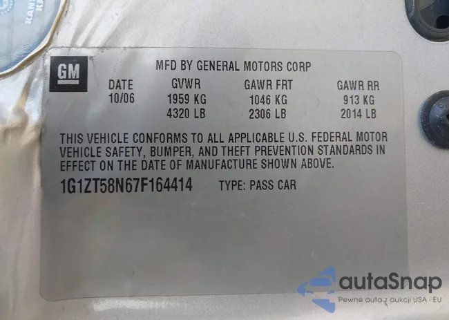 1G1ZT58N67F164414: 43186800