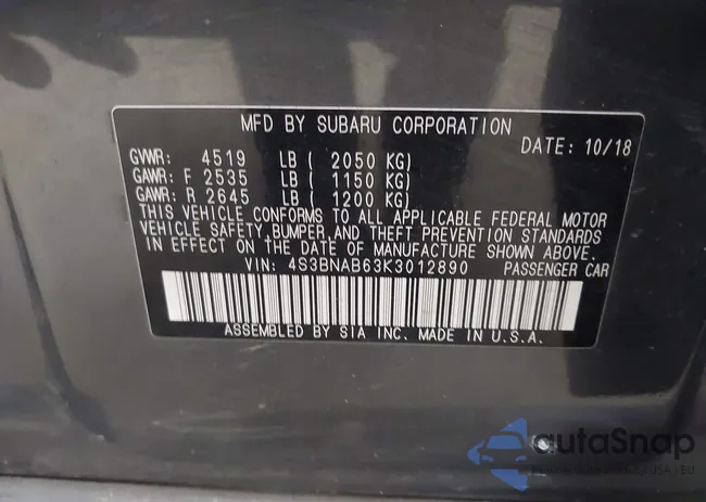 4S3BNAB63K3012890: 43186899