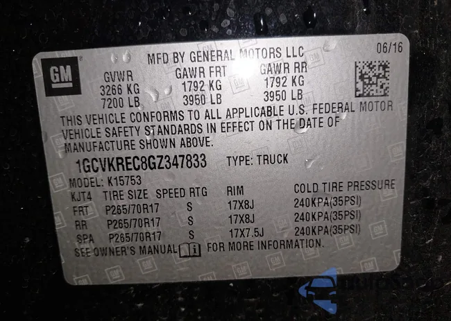 1GCVKREC8GZ347833: 43186909