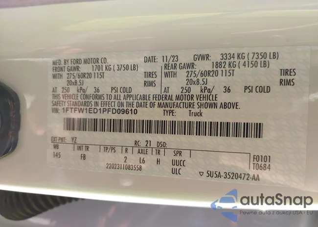 1FTFW1ED1PFD09610: 43186913