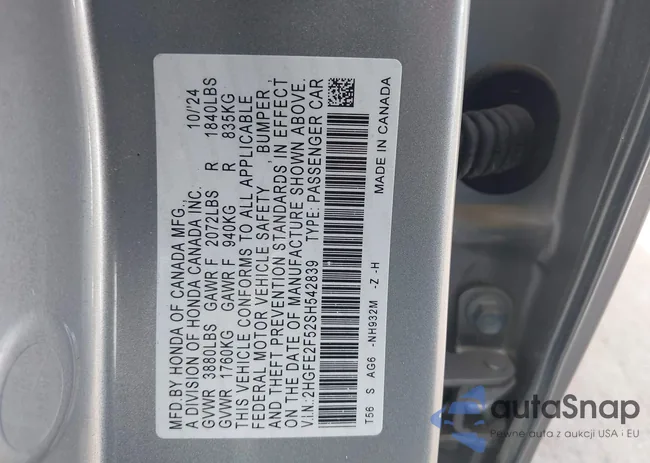 2HGFE2F52SH542839: 43186914