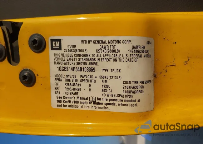 1GCES14P34B108359: 43188024