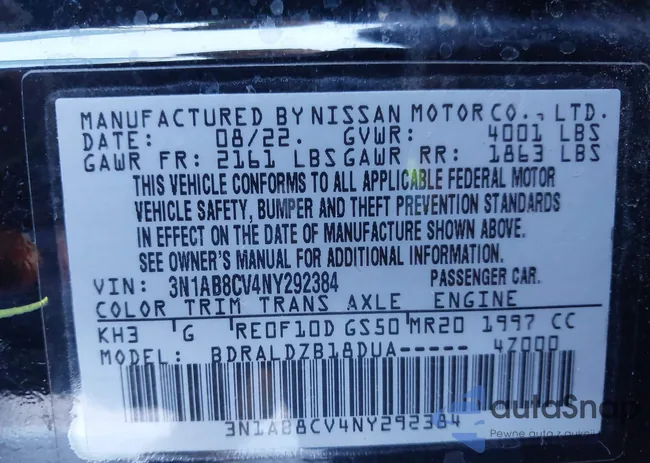 3N1AB8CV4NY292384: 43188025